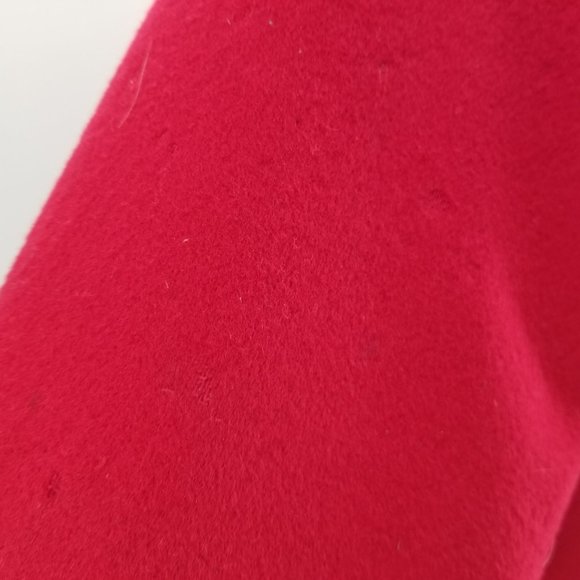 Vtg L.L. Bean Red 100% Wool Toggle Plaid Blanket Hooded Coat Jacket 8 MED USA - Picture 10 of 13